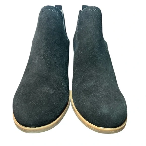 Toms Kallie Suede Wedge Black Ankle Bootie, Wedge Ankle Boots Size 10 - Picture 4 of 8